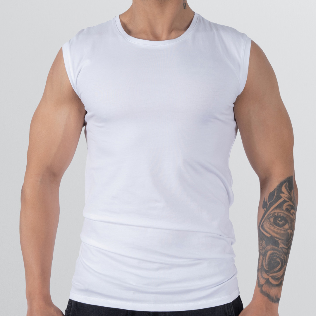 T-shirt Round neck Sleeveless White