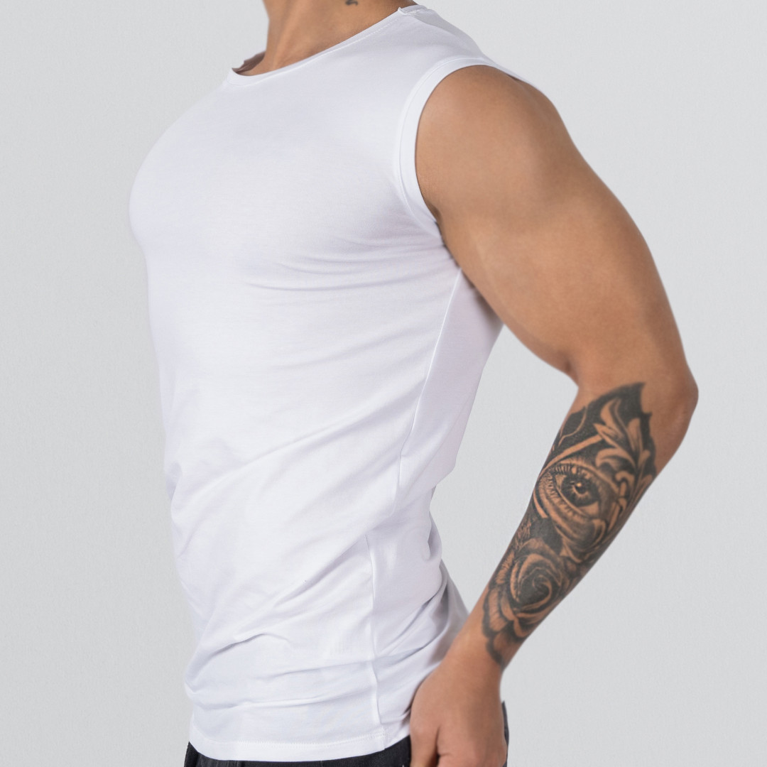 T-shirt Round neck Sleeveless White