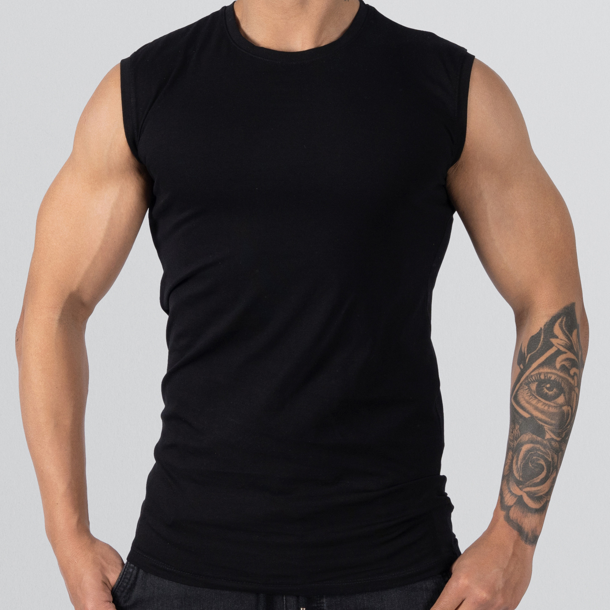 T-shirt Round neck Sleeveless Black