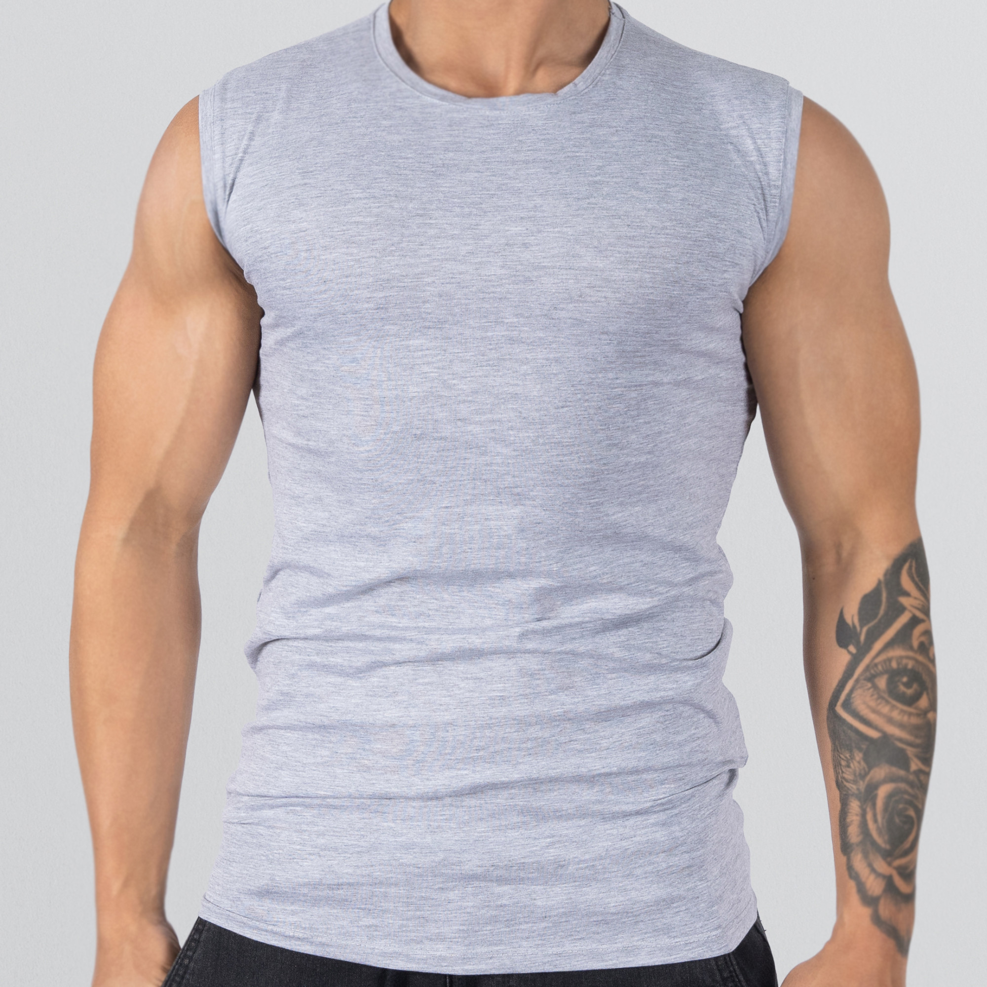 T-shirt Round neck Sleeveless Gray