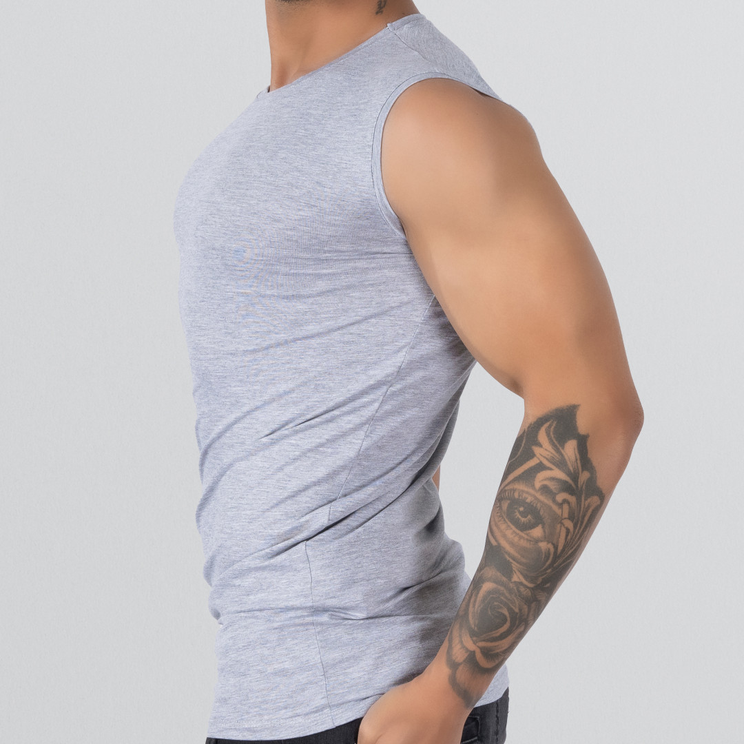 T-shirt Round neck Sleeveless Gray