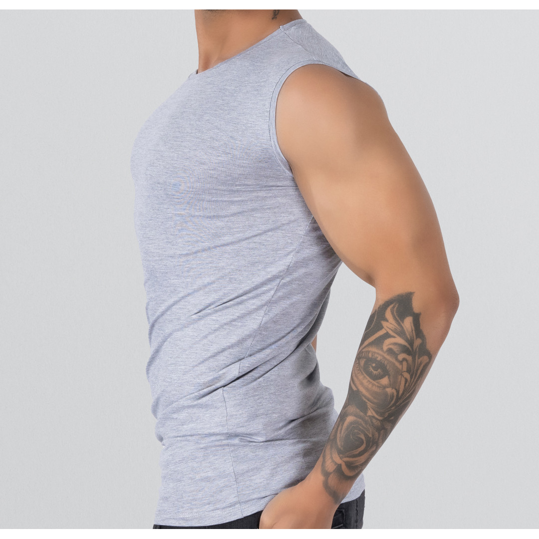 T-shirt Round neck Sleeveless Gray