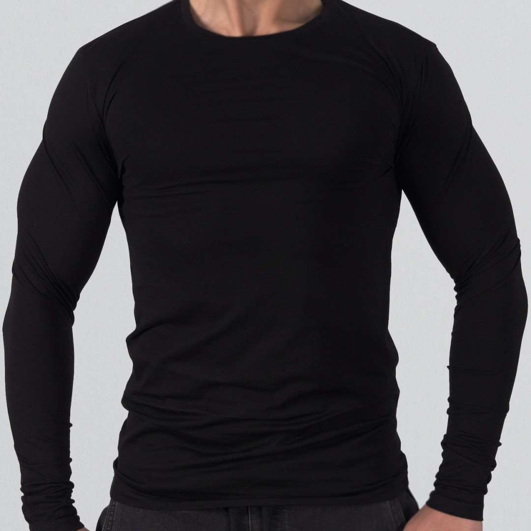 Shirt Body Long Sleeve Round Neck - Black