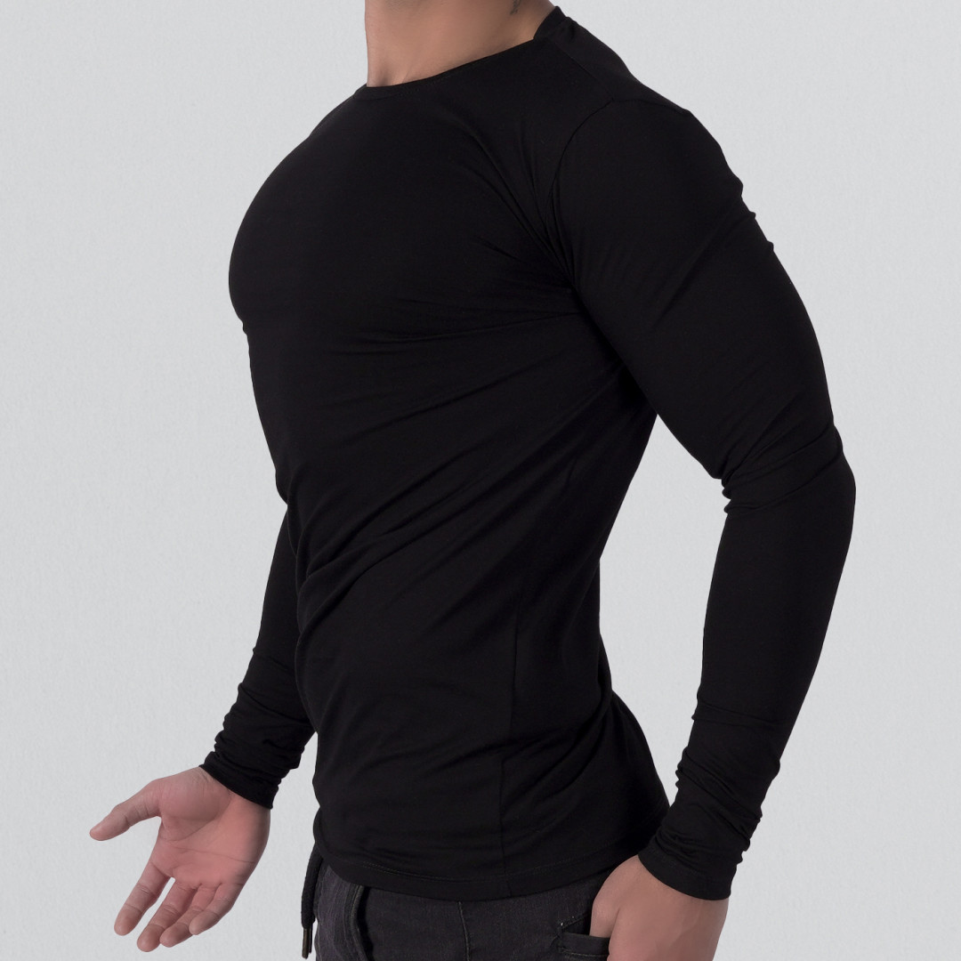 Shirt Body Long Sleeve Round Neck - Black