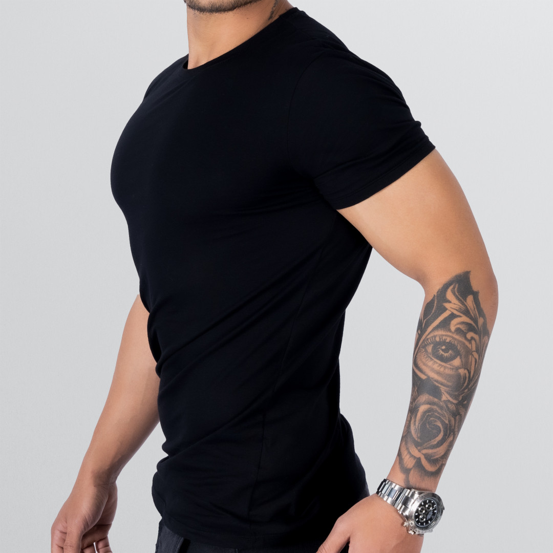 T-Shirt Body Round Neck Short Sleeve – Black