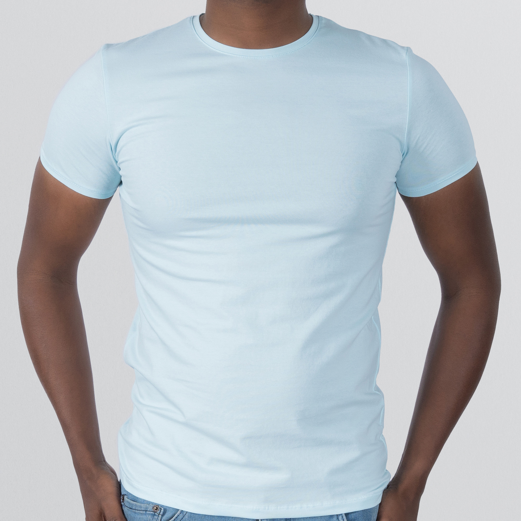 T-Shirt Body Round Neck Short Sleeve - Cyan Blue