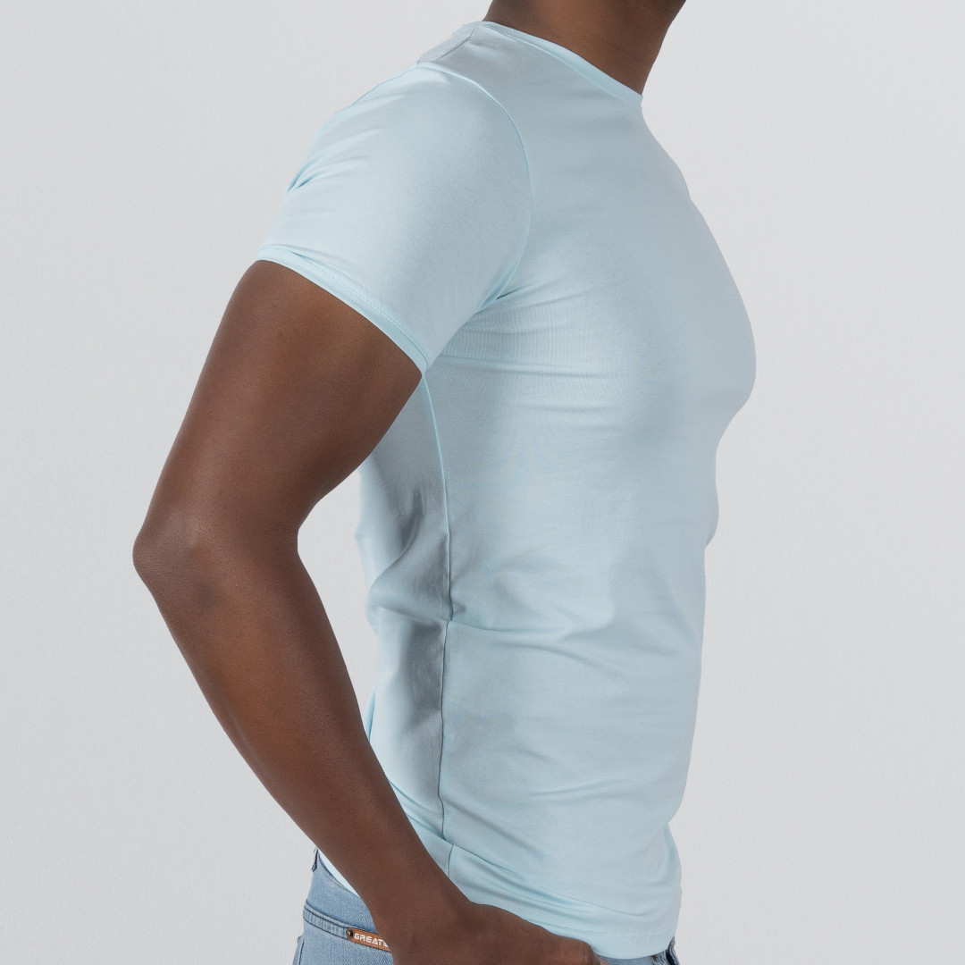 T-Shirt Body Round Neck Short Sleeve - Cyan Blue