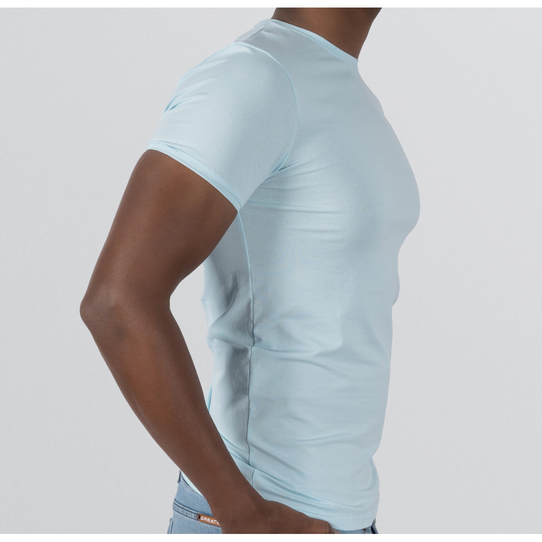 T-Shirt Body Round Neck Short Sleeve - Cyan Blue