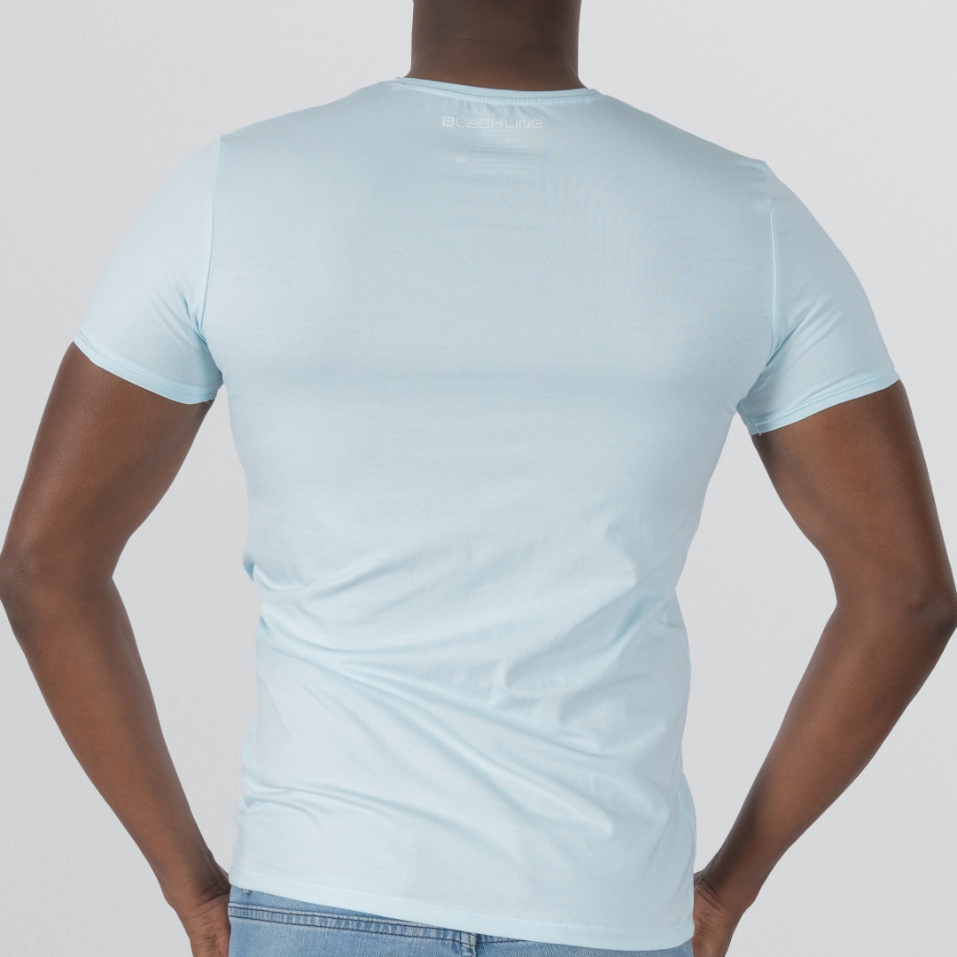 T-Shirt Body Round Neck Short Sleeve - Cyan Blue