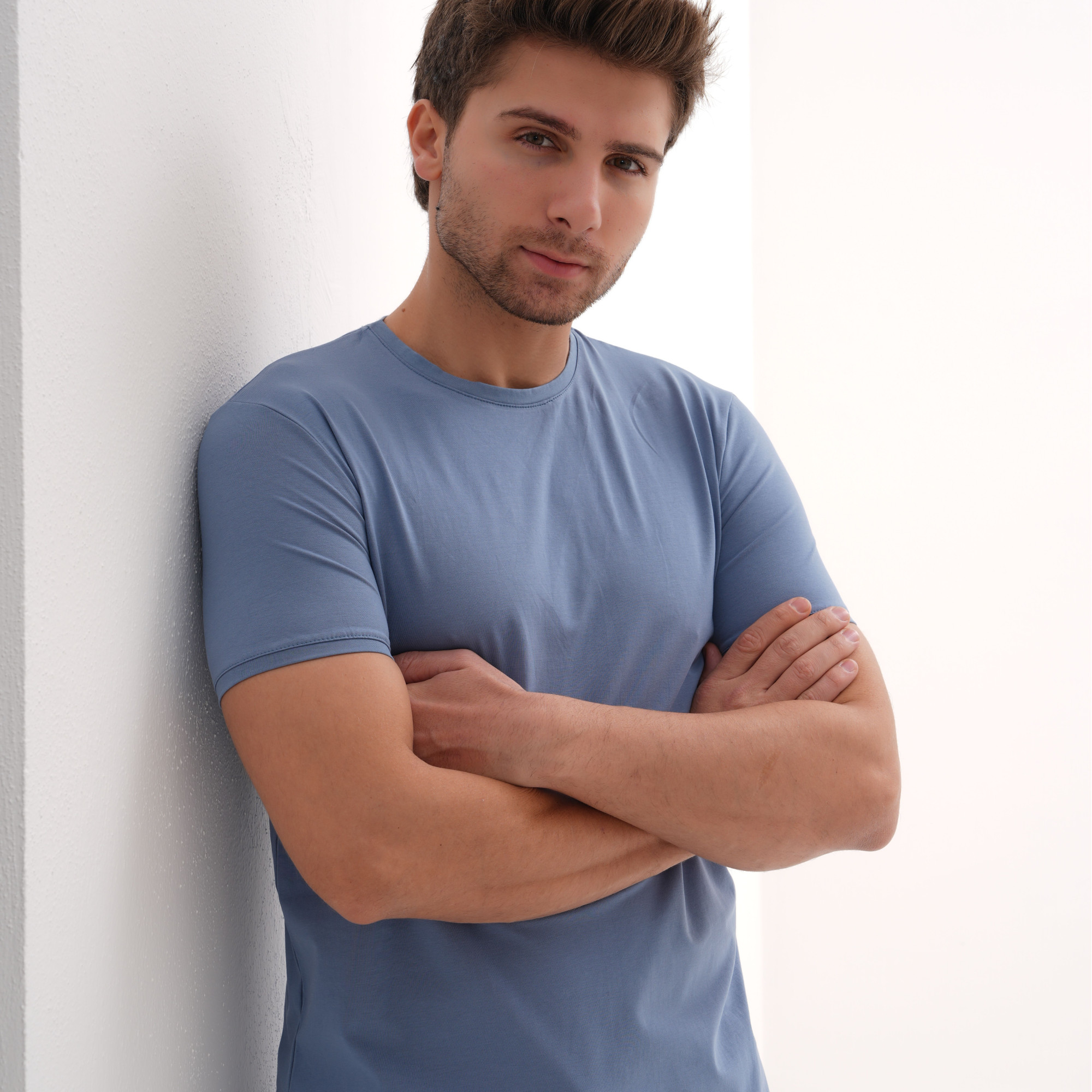 T-Shirt Body Round Neck Short Sleeve - Light Blue