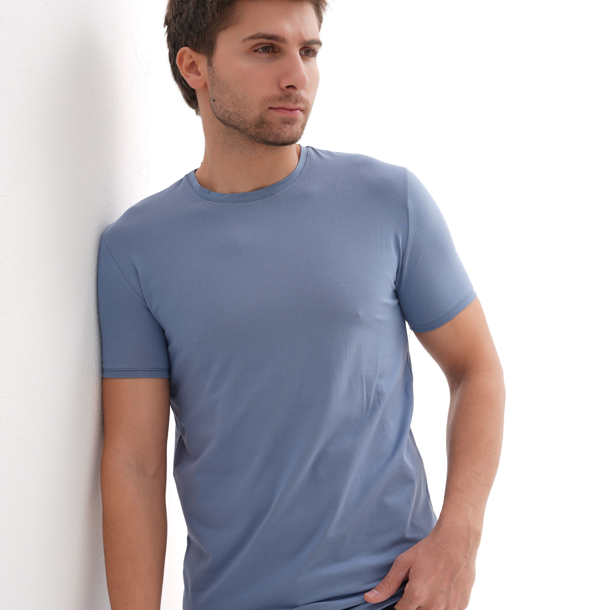 T-Shirt Body Round Neck Short Sleeve - Light Blue