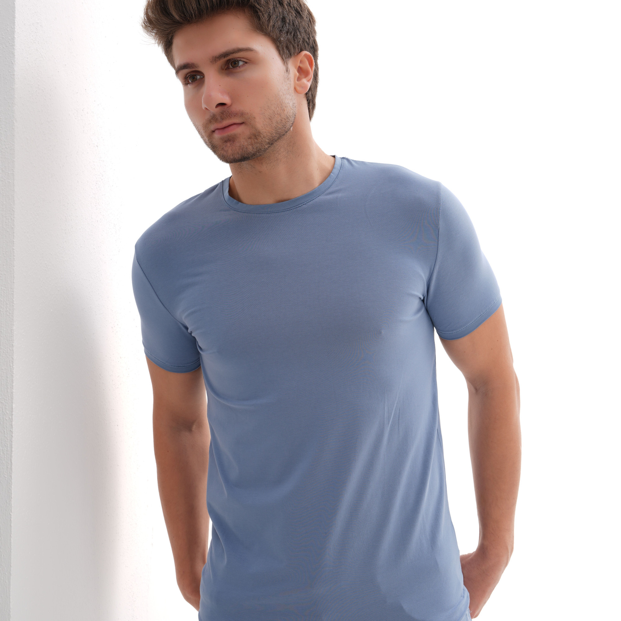 T-Shirt Body Round Neck Short Sleeve - Light Blue