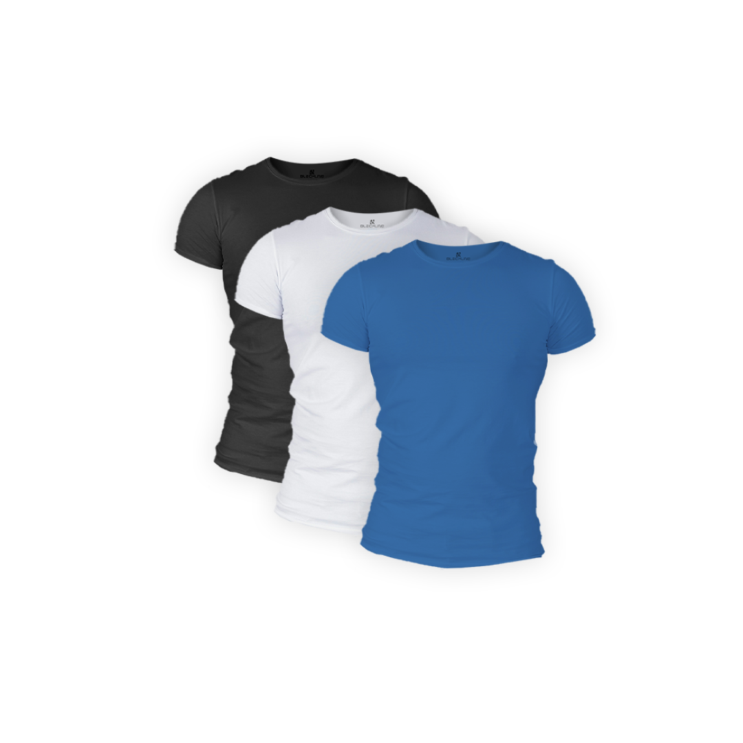 Round neck short sleeve T-shirt (3 pieces)