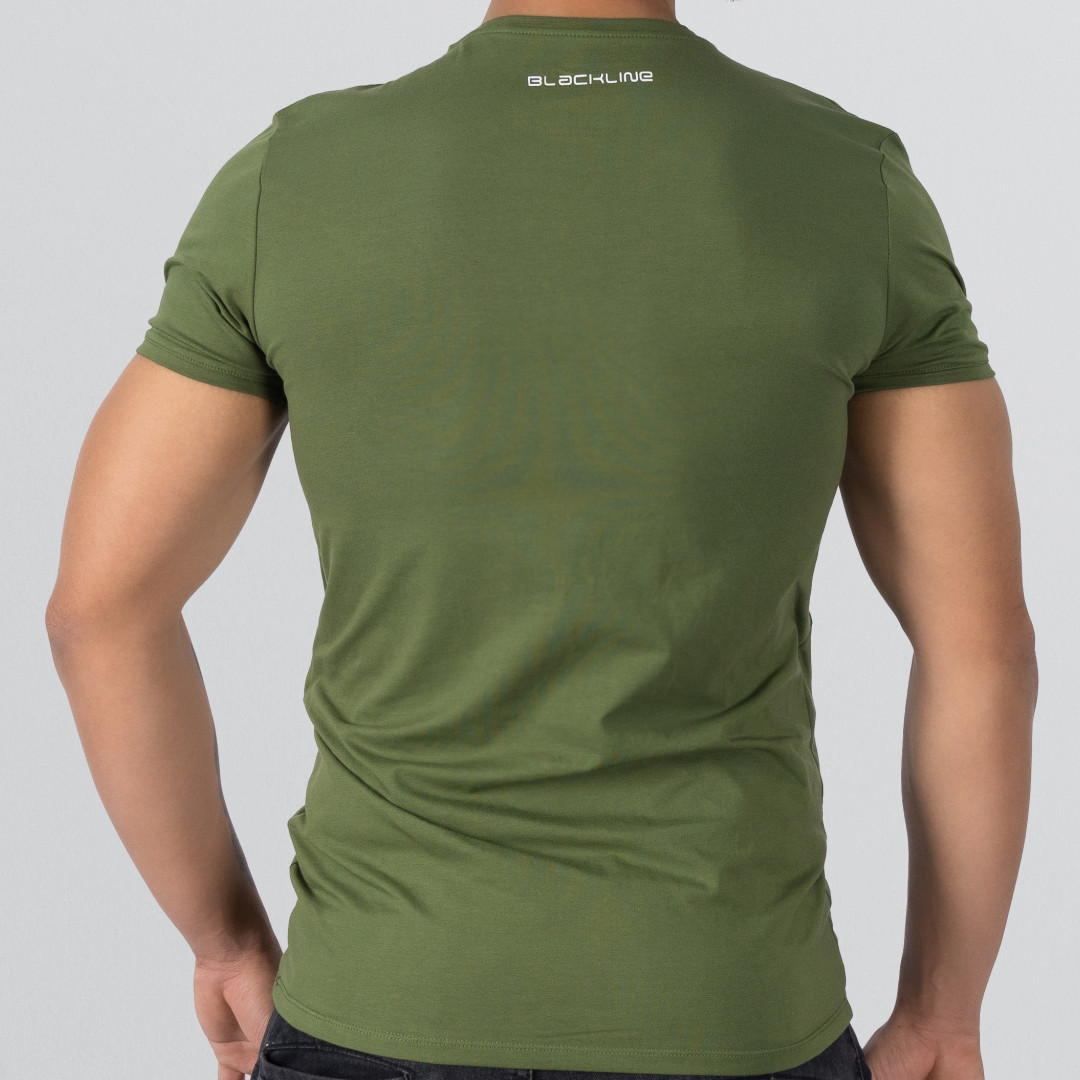 T-Shirt Body V Neck Short Sleeve - Dark Green