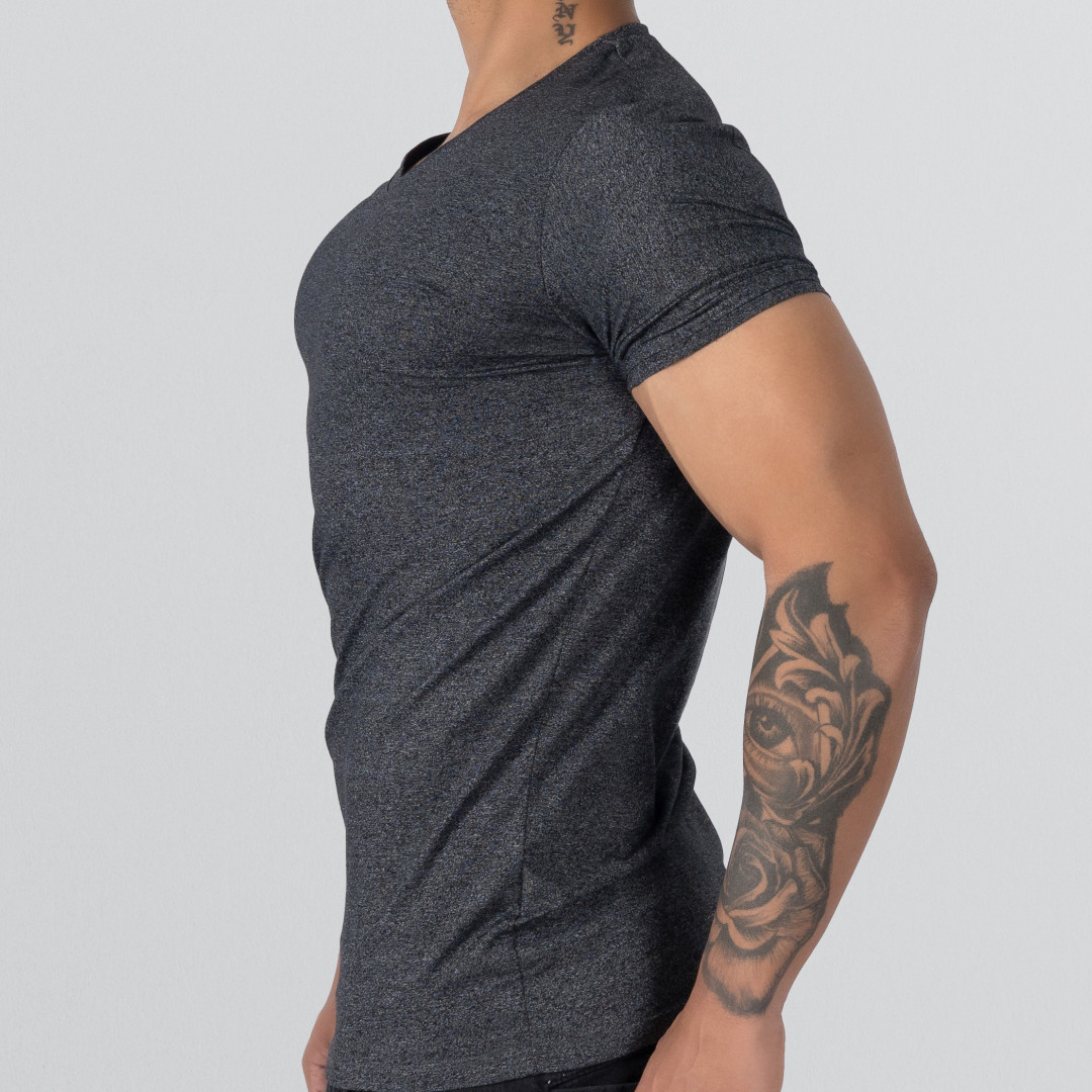 T-Shirt Body V Neck Short Sleeve - Dark Gray