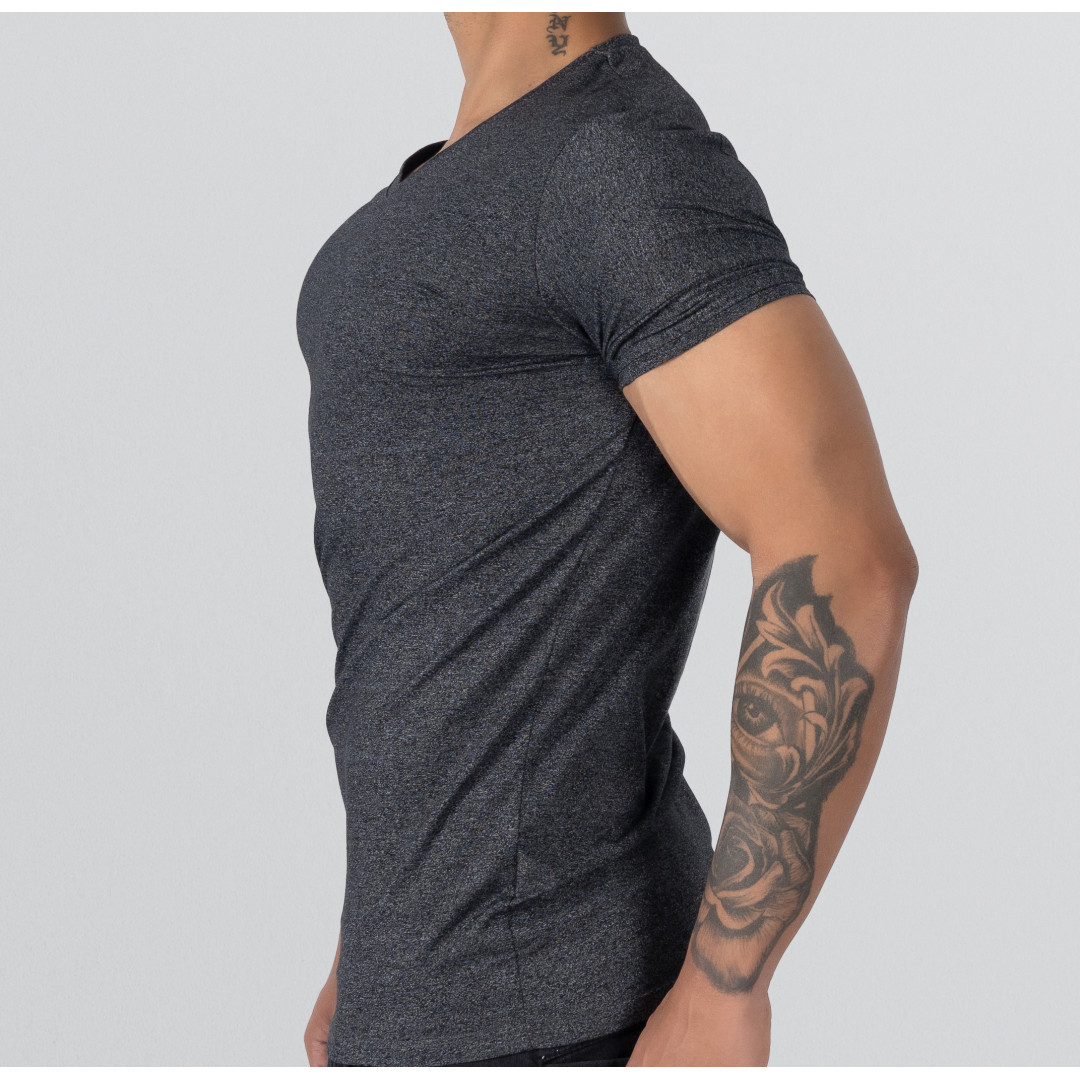 T-Shirt Body V Neck Short Sleeve - Dark Gray