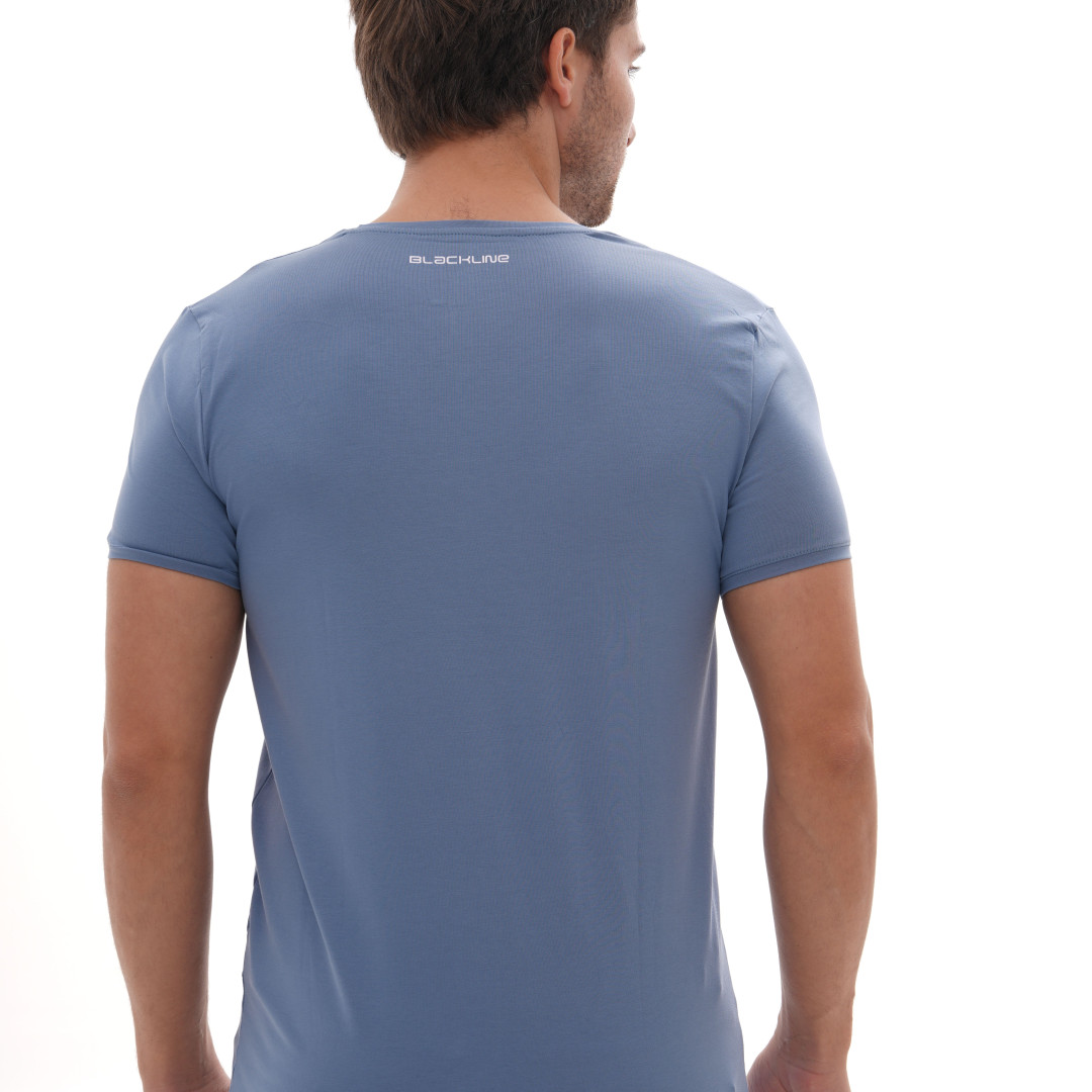 T-Shirt Body V Neck Short Sleeve - Light Blue