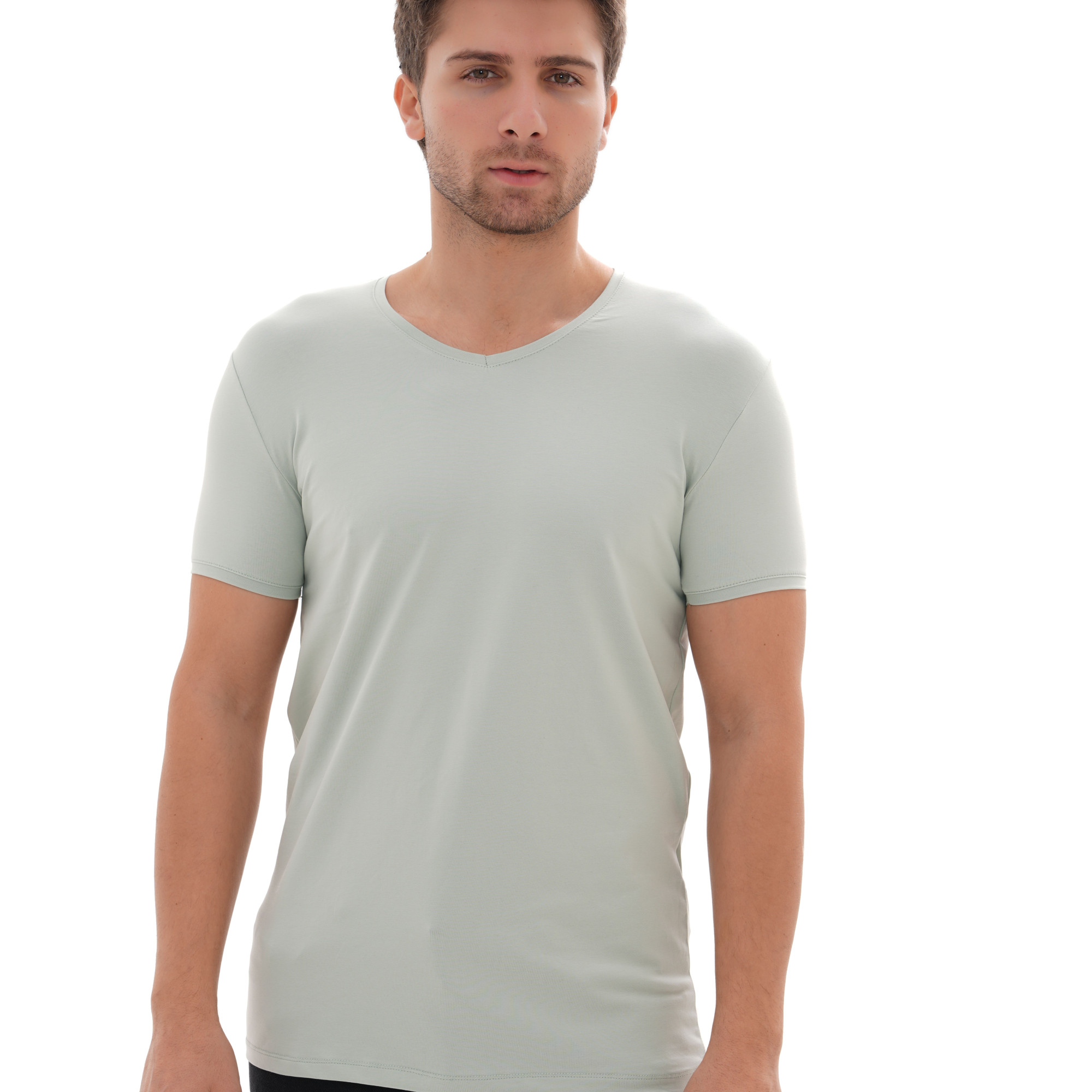 T-Shirt Body V Neck Short Sleeve - Pistachio